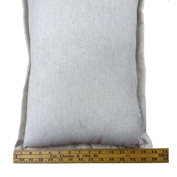 Luxury Throw Pillows Embroidered Rectangular Decor Linen Blend Natural 20”X14” - Picture 11 of 14